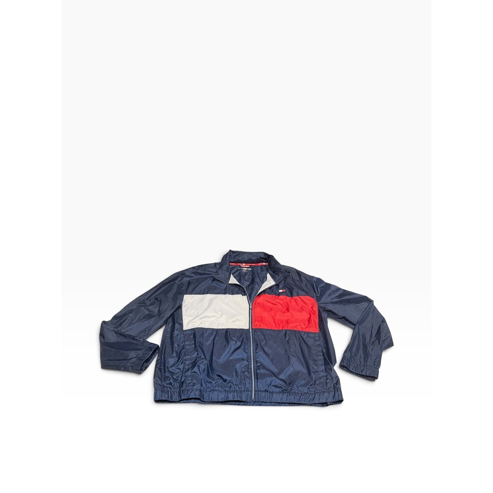 Tommy Hilfiger Sport Windbreaker Jacket Navy Blue Red White Colorblock Mens XL